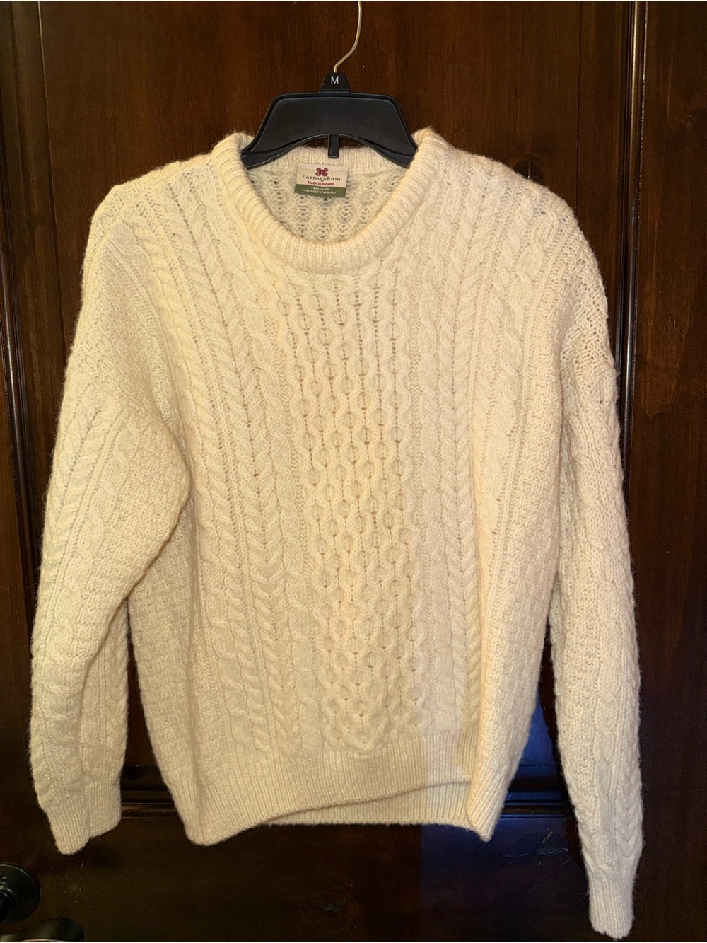 Men’s or Kid’s Cream Cable Knit Sweater - 100% Irish Wool from Carraig Donn